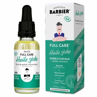 Monsieur BARBIER Huile Barbe Bio, 100% Naturelle & Vegan - Full Care