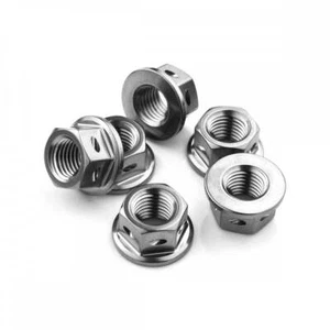 Titanium Sprocket Nuts M8 x (1.25mm) Race Drilled for Lockwire (Pack of 6) - Picture 1 of 1