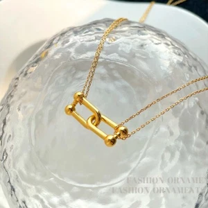 18ct Gold-plated Double U Link Necklace - Picture 1 of 6