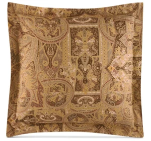 Ralph Lauren Bellosguardo EURO Paisley Marrone Finta 100% Cotone MADE IN ITALY - Foto 1 di 3