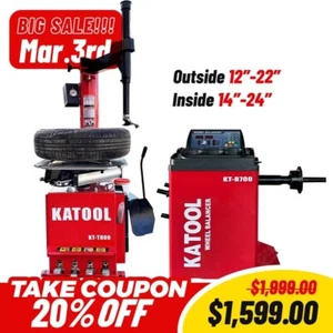 KATOOL Tire Changer Machine KT-T800 wheel balancer KT-B700 combo 2.0HP Motor - Picture 1 of 9