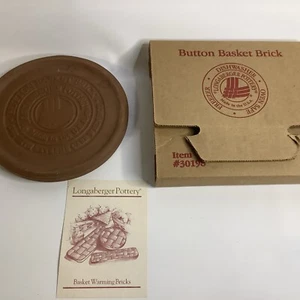 Longaberger Pottery Button Basket Brick Warming Stone Bread 6” Round #30198 USA - Picture 1 of 7