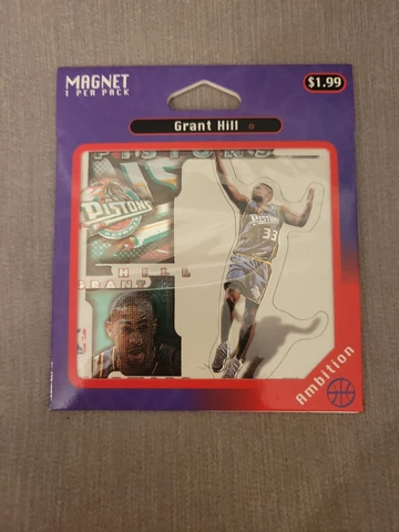 1997 Crown Pro NBA Grant Hill Detroit Pistons Magnet NOS Factory Sealed Cover
