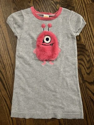 Vestido Suéter Monstruo Gymboree Cosmic Club Gris Manga Corta Niñas Talla 3T Foto 1 de 3