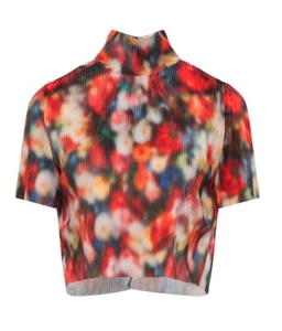 NUOVO FRANKIE MORELLO Plissettato Designer Colorato Cropped Camicia Top Donna Grande - Foto 1 di 7