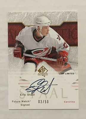 2003/04 Eric Staal SP Authentic Future Watch Limited Gold 3/50 RARE - Image 1 of 2