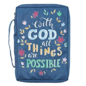 Estuche bíblico All Things Possible azul marino con valor floral, grande - Imagen 1 de 1