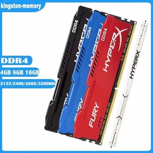 DDR4 HyperX FURY 8GB 16GB 4GB 2133 2400 2666 3200MHz Desktop RAM Speicher DIMM - Picture 1 of 14