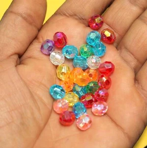 Cuentas de cristal facetado acrílico multicolor 6x5 mm - Imagen 1 de 8
