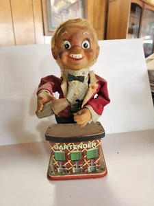 Vintage Rosko Battery Operated Bartender Tin Toy - Picture 1 of 5
