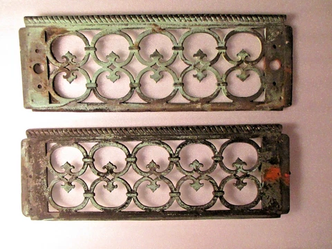 PAIR brass BRONZE Antique Vintage Wall Floor Grate Heat Vent Register Cover Cover