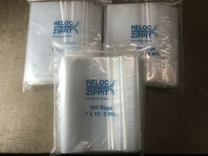 300pc (3 packs) 7" x 10" 2 Mil Clear Plastic Reloc Zippit Bags Reclosable [MS] - Picture 1 of 2