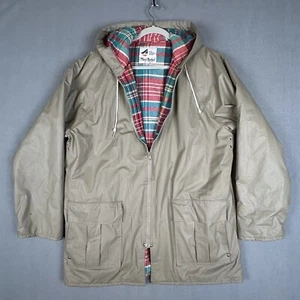 MISTY HARBOR Rain Coat Womens L Khaki Flannel Lined Any Weather Slicker Parka - Picture 1 of 15
