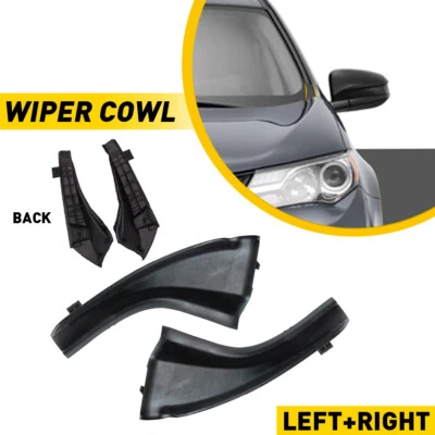 2Pcs Black Front Wiper Side Cowl Extension Cover Trim For 2013-2019 Toyota RAV4 - Image 1 of 4