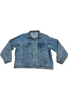 VTG Grohe Embossed  Logo Men Large Made In USA TYCA Blue Jean Denim Jacket RARE - Picture 1 of 14