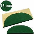 Green 15 Pcs Semi Circle Carpet Stair Treads Mat Protection Cover Step Staircase