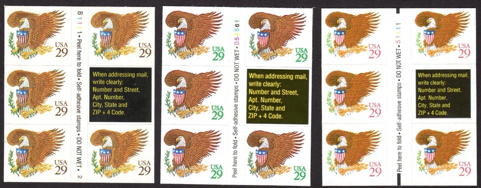 Scott #2595a-2596a-2597a Eagle & Shield (3) Plate Blocks of 5 Stamps - MNH - Image 1 of 1