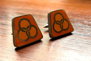 MCM 1970s orange burnt orange modernist large cufflinks - circle - unity / peace - Picture 1 of 9