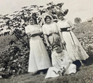 Damen Gruppe Kleidung Portrait Schnappschuss Anfang 1900 Antik Foto - Bild 1 von 12