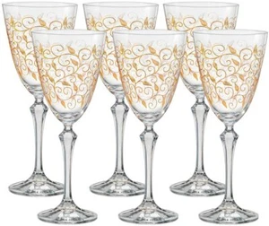 Weißweingläser Weingläser Kristallgläser Leaves Gold 6er Set 250 ml - Bild 1 von 6