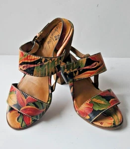 Patricia Nash Mirella Frühling Blumen Leder Slingback Sandalen Größe 9 Italienisch - Bild 1 von 7