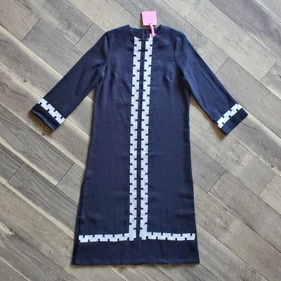 Tuckernuck x Atlantic Pacific Hartman 100% Linen Maxi Dress Navy Blue White Trim - Image 1 of 4