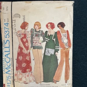 1970’s McCalls 5374 Peasant Dress Puffy Sleeve Tops Square Neckline Size 10 - Bild 1 von 5