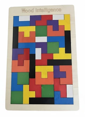 Wooden Puzzle Montessori STEM Tangram Russian Blocks Brain Educational Toy Kids - Image 1 of 4