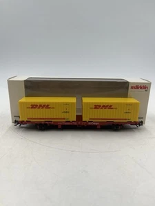 Ho Scale Train Marklin 47705 Cargo Flag Car With DHL Load - Picture 1 of 10