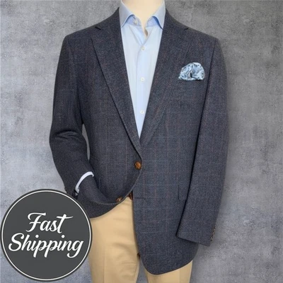 AUSTIN REED Vintage Men's 44L Blue Tweed Wool Blazer Sport Coat 2 Button Jacket - Image 1 of 4