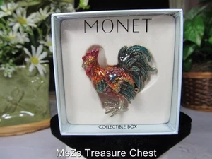 MONET "ROOSTER" Collectible Enamel Keepsake Trinket Box  * NEW In Original Box * - Picture 1 of 10