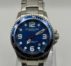 Stuhrling Original Quartz Men's Professional Men's Wrist Watch 42mm Blue Dial B - Picture 1 of 9