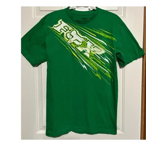 Fox Men's Green Yellow White FOX Short Sleeve T-Shirt Size M - Picture 1 of 4