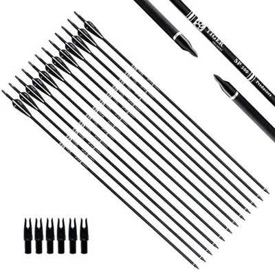Pack of 12 Tiger Archery Carbon Practice Arrows for Compound & Recurve Bow 30"