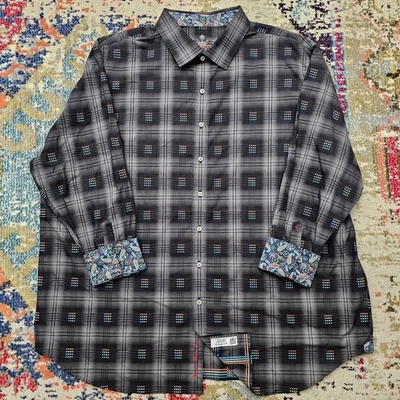 Robert Graham Dress Shirt Geometric Mens 3XL XXXL Paisley Flip Cuffs Classic Fit - Image 1 of 4