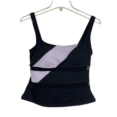 Merona Mesh Tankini Swim Top Size S Black Purple Colorblock Padded Sporty NWOT - Image 1 of 4