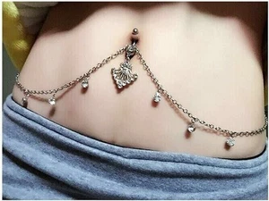 Belly Button Ring Bars Crystal Navel Piercing Body Jewellery Barbell Silver Gems - Picture 1 of 9