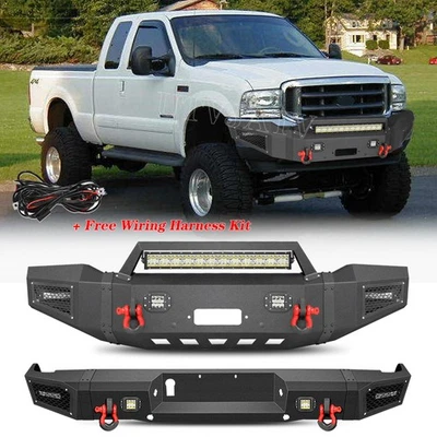 Kit de parachoques delantero trasero con placa de cabrestante y vainas para Ford F250/F350 Super Duty 1999-2004 Foto 1 de 4