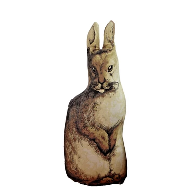 Primitive Bunny Rabbit Accent Pillow The Toy Works 1987 Arnold Print 10" vtg - Image 1 of 4