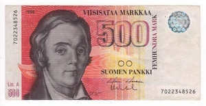✔ Finland 500 Markkaa 1986 PreEURO banknote n.7022348526 P-120 paper money Suomi - Picture 1 of 2