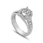 14K White Gold 1 2 Ctw Round Diamond Halo Semi Mount Engagement Ring