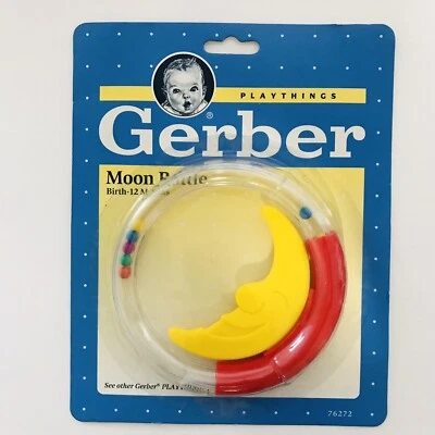 1991 Vintage Gerber Baby Toy Playthings Red Moon Rattle 76272 0-12 Months - Image 1 of 4