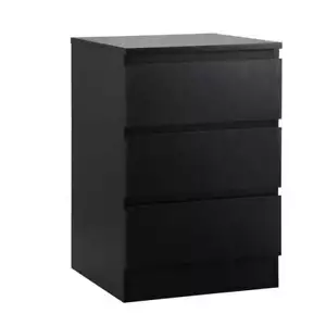 Oikiture Bedside Table 3 Drawers Storage Cabinet Black - Picture 1 of 8