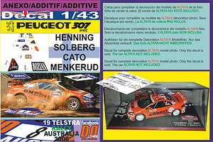 CALCOMANÍA ANEXO 1/43 PEUGEOT 307 WRC H.SOLBERG R.AUSTRALIA 2006 DNF (12) - Imagen 1 de 1