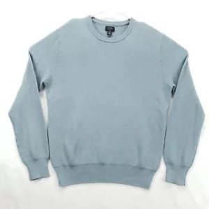 Suéter J Crew Para Hombre Medio Azul Tejido Seda Manga Larga Cuello Redondo Pullover - Imagen 1 de 9