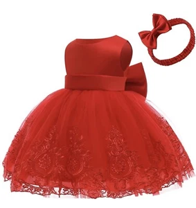 Red dress for baby and toddler girls. Embroidered / Easter - Picture 1 of 3