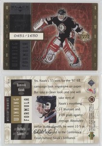 1998 Upper Deck Black Diamond Winning Formula Gold /1650 Dominik Hasek #WF4 HOF