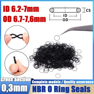 O Rings NBR70 Cross Section 0.3mm , ID 6.2mm/7mm Waterproof Rubber Sealing Ring - Picture 1 of 26