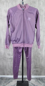 Vintage 80s Adidas Trefoil Tracksuit Women's Lavender Jacket Med Pants Sm USA - Picture 1 of 10