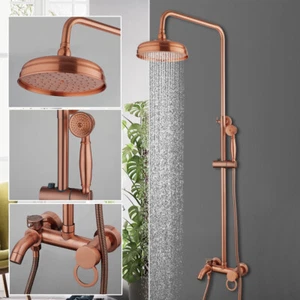 Sistema de ducha de cobre antiguo CN 8" grifo de ducha ducha de lluvia juego de ducha con ducha de mano - Imagen 1 de 12